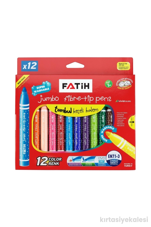 Fatih Jumbo Tombul Keçeli Kalem Yıkanabilir 12'li