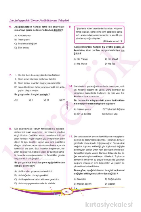 Karekök Yayınları 7. Sınıf Din Kültürü Ve Ahlak Bilgisi Soru Bankası