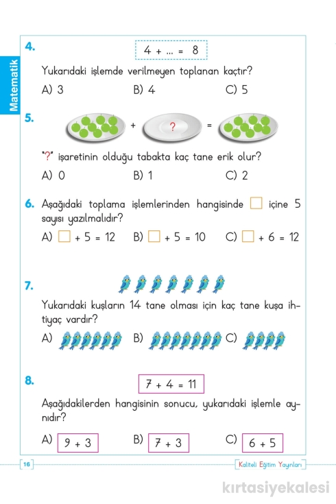 Key Kaliteli Eğitim Yayınları 1. Sınıf Kazanım Test Yaprakları