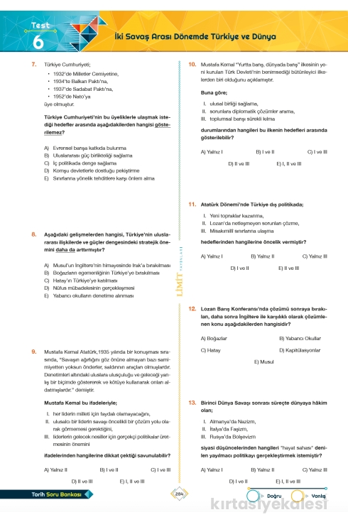 Limit Yayınları TYT - AYT Tarih Soru Bankası