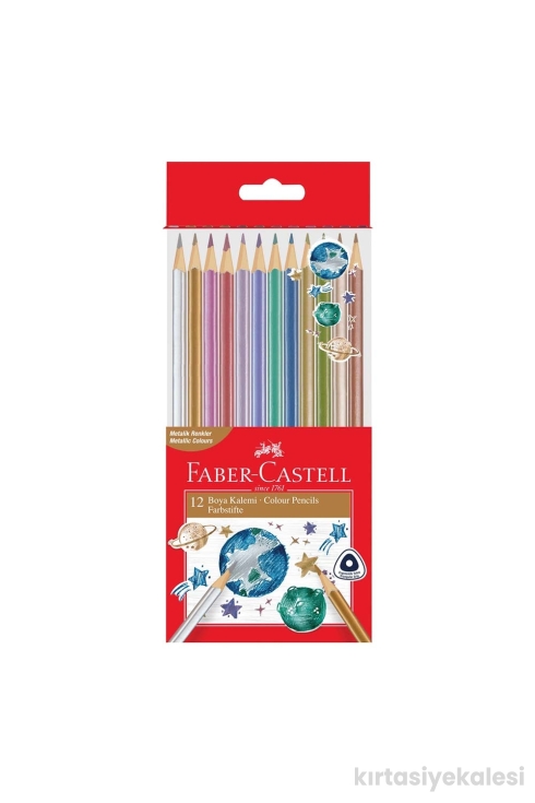 Faber-Castell Üçgen Kuru Boya Kalemi Metalik 12'li