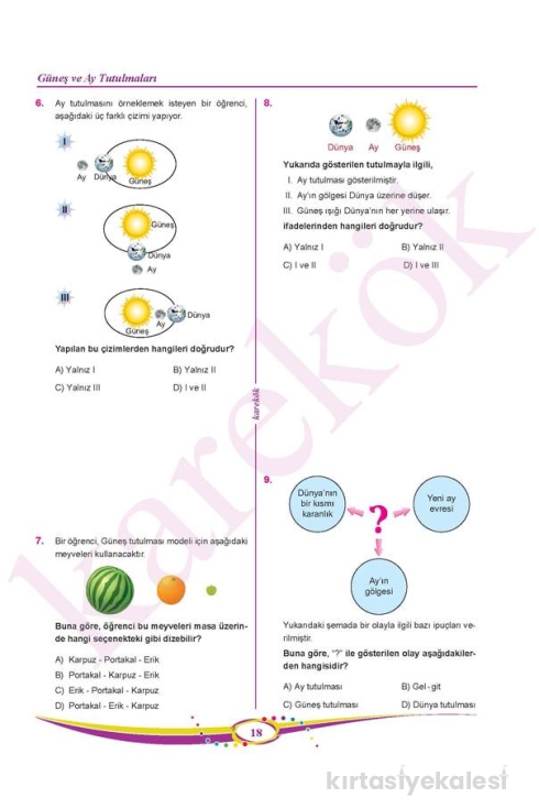 Karekök Yayınları 6. Sınıf Fen Bilimleri Soru Bankası
