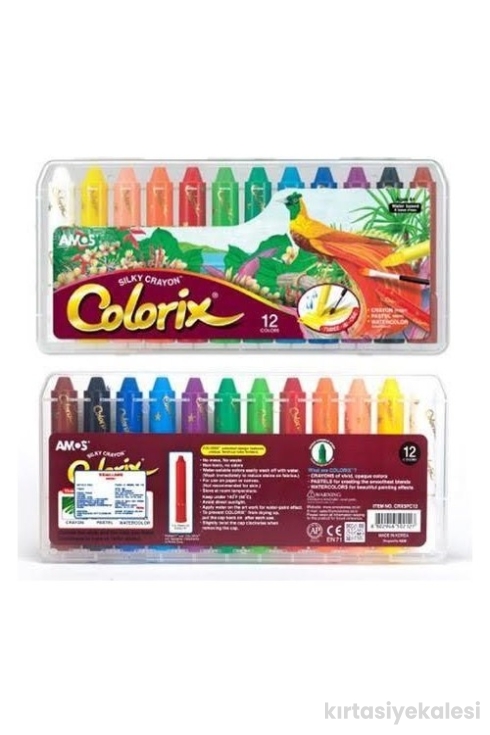 Amos Colorix Silky Crayon Üçü Bir Arada Boya 12 Renk