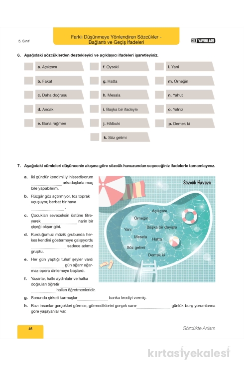 Hız Yayınları 5. Sınıf Türkçe Özet Konu Anlatımlı Etkinlik Defteri