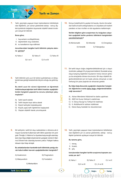 Limit Yayınları TYT - AYT Tarih Soru Bankası