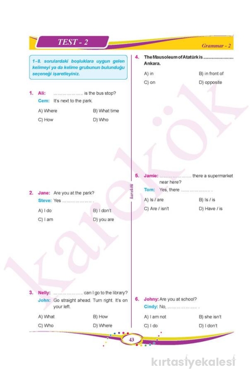 Karekök Yayınları 5. Sınıf İngilizce Soru Bankası