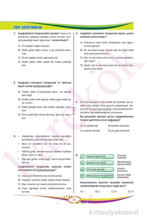 Karekök Yayınları 7. Sınıf Türkçe Soru Bankası