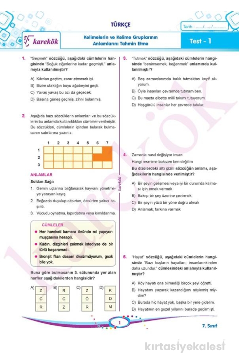 Karekök Yayınları 7. Sınıf Tüm Dersler Soru Bankası