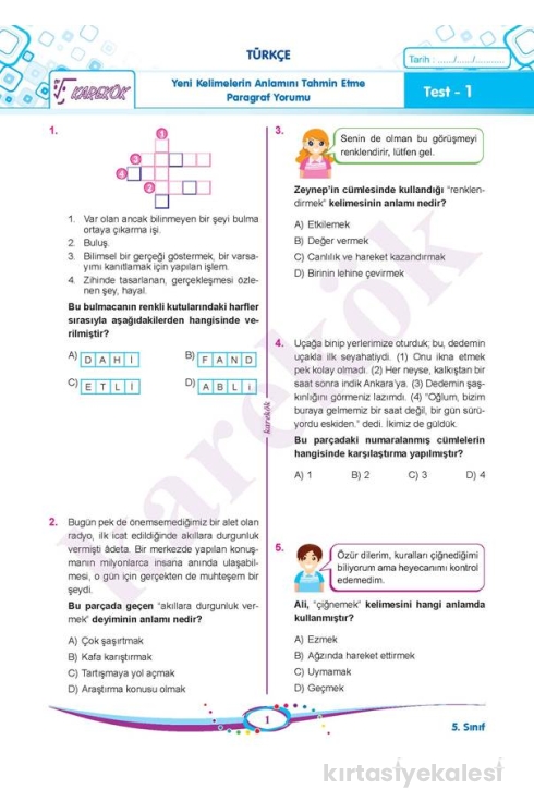 Karekök Yayınları 5. Sınıf Tüm Dersler Soru Bankası