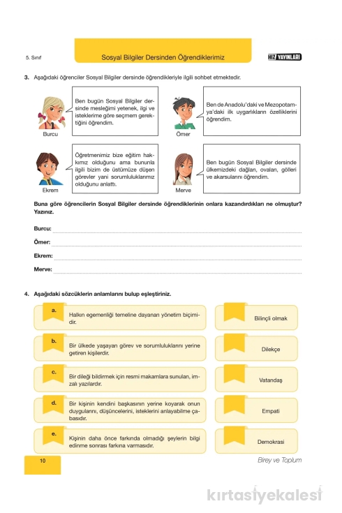 Hız Yayınları 5. Sınıf Sosyal Bilgiler Konu Anlatımlı Etkinlik Defteri