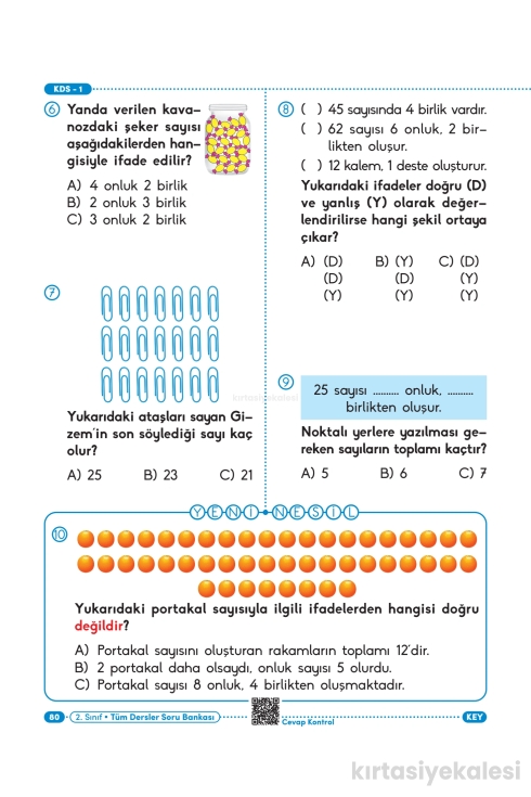 Key Kaliteli Eğitim Yayınları 2. Sınıf Güç Bende Tüm Dersler Soru Bankası