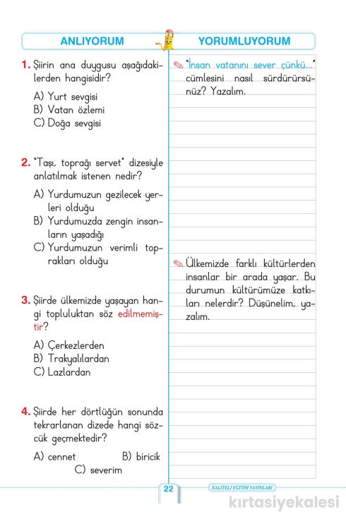 Key Kaliteli Eğitim Yayınları 2. Sınıf Keyifle Okuyorum Anlıyorum (Erdemler Ve Milli Kültür)