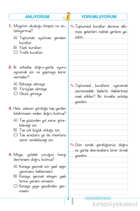 Key Kaliteli Eğitim Yayınları 3. Sınıf Keyifle Okuyorum Anlıyorum (Erdemler ve Milli Kültür)