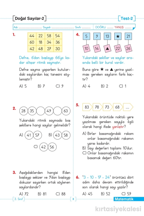 Key Kaliteli Eğitim Yayınları 3. Sınıf Tüm Dersler Test Yapraklarım