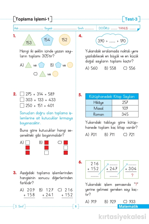 Key Kaliteli Eğitim Yayınları 3. Sınıf Tüm Dersler Test Yapraklarım