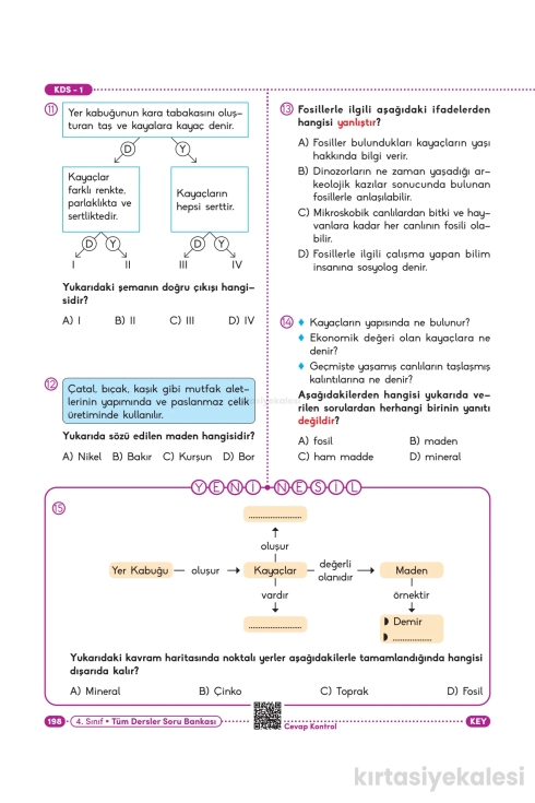 Key Kaliteli Eğitim Yayınları 4. Sınıf Güç Bende Tüm Dersler Soru Bankası