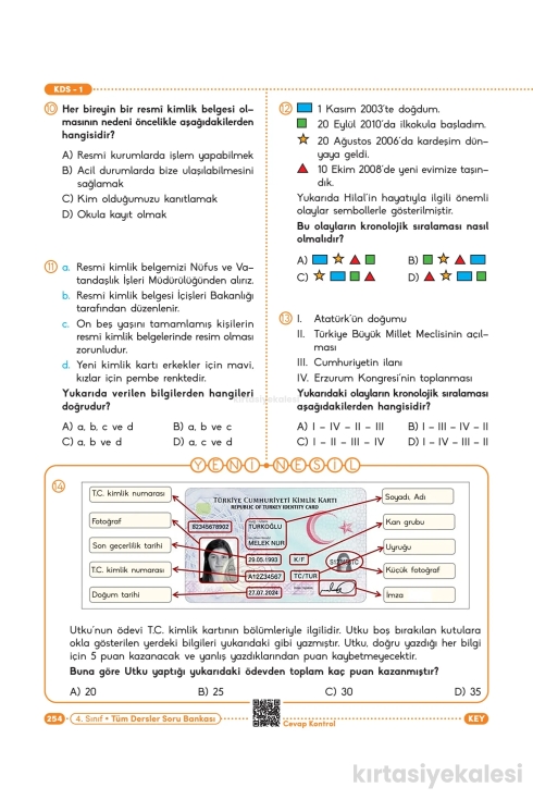 Key Kaliteli Eğitim Yayınları 4. Sınıf Güç Bende Tüm Dersler Soru Bankası