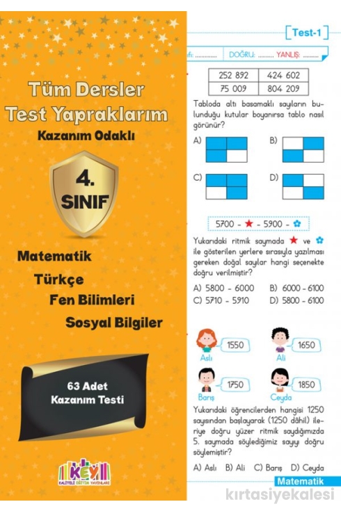 Key Kaliteli Eğitim Yayınları 4. Sınıf Tüm Dersler Test Yapraklarım