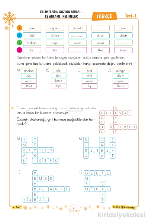 Key Kaliteli Eğitim Yayınları 4. Sınıf Keyifli Yarıyıl Tatil Seti