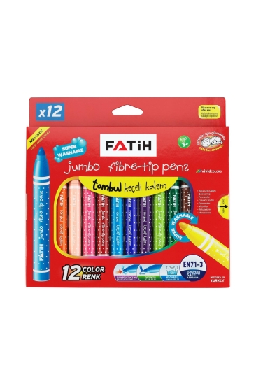 Fatih Jumbo Tombul Keçeli Kalem Yıkanabilir 12'li