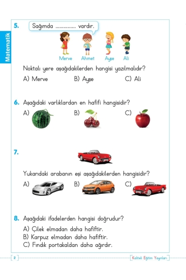 Key Kaliteli Eğitim Yayınları 1. Sınıf Kazanım Test Yaprakları