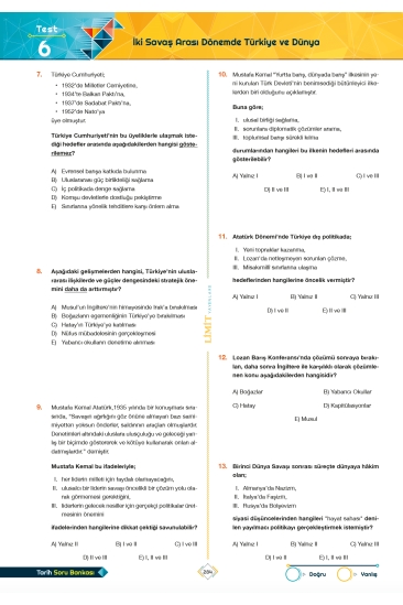 Limit Yayınları TYT - AYT Tarih Soru Bankası