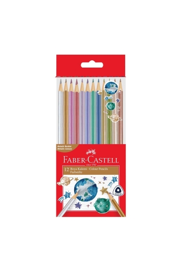 Faber-Castell Üçgen Kuru Boya Kalemi Metalik 12'li