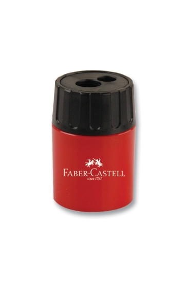 Faber-Castell Geniş Hazneli Çiftli Kalemtıraş Kırmızı