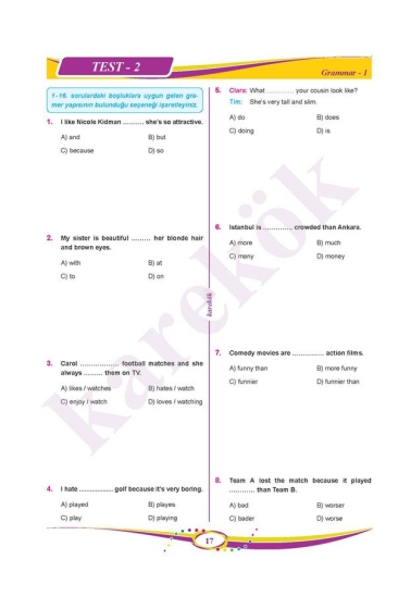 Karekök Yayınları 7. Sınıf İngilizce Soru Bankası