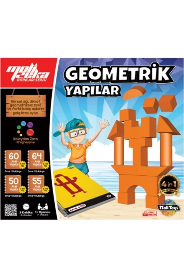 Moli Toys Geometrik Yapılar - Akıl ve Zeka Kutu Oyunu 4 Oyun 1 Arada