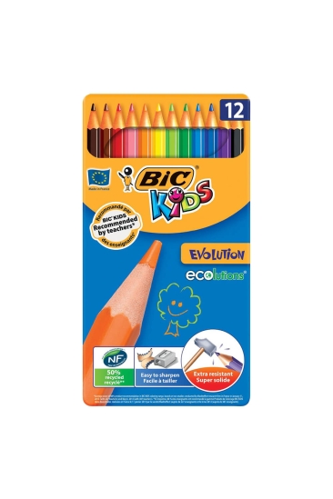 Bic Kids Evolution Kuru Boya Kalemi 12'li Metal 890287