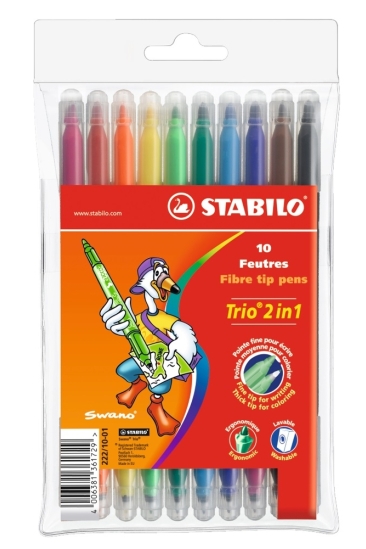 Stabilo Trio 2in1 Çift Uçlu Keçeli Kalem 10 Renk 222/10-01