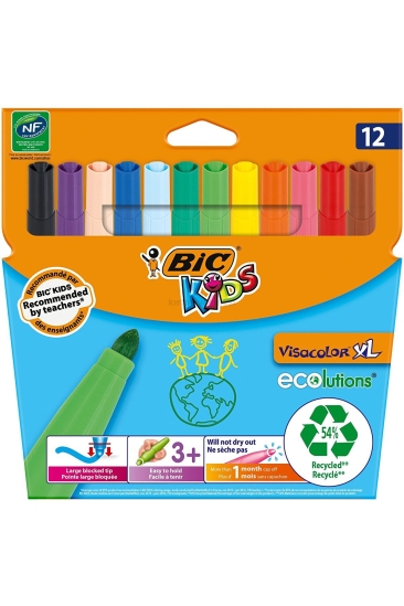 Bic Kids Visacolor XL Yıkanabilir Jumbo Keçeli Boya Kalemi 12 Renk