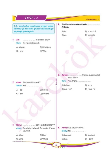 Karekök Yayınları 5. Sınıf İngilizce Soru Bankası