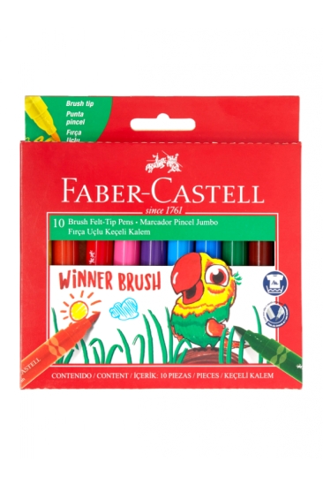 Faber-Castell Winner Brush Fırça Uçlu 10 Renk Keçeli Kalem