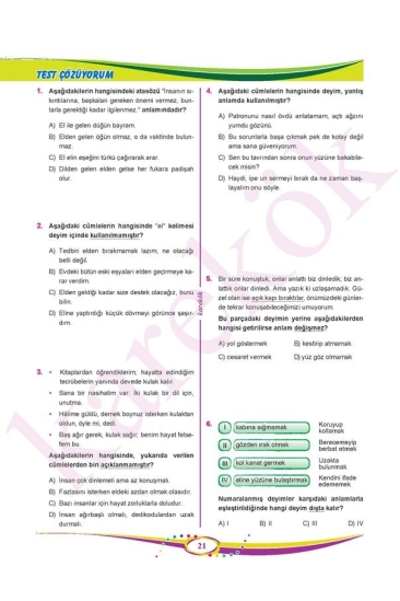 Karekök Yayınları 7. Sınıf Türkçe Soru Bankası