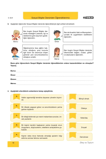 Hız Yayınları 5. Sınıf Sosyal Bilgiler Konu Anlatımlı Etkinlik Defteri