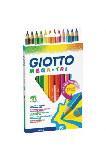 Giotto Mega Tri Jumbo Üçgen Kuru Boya Kalem Seti 12 Renk