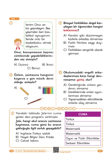 Key Kaliteli Eğitim Yayınları 2. Sınıf Güç Bende Tüm Dersler Soru Bankası