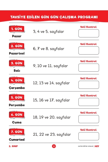 Key Kaliteli Eğitim Yayınları 2. Sınıf Keyifli Kasım Ara Tatil Kitabım