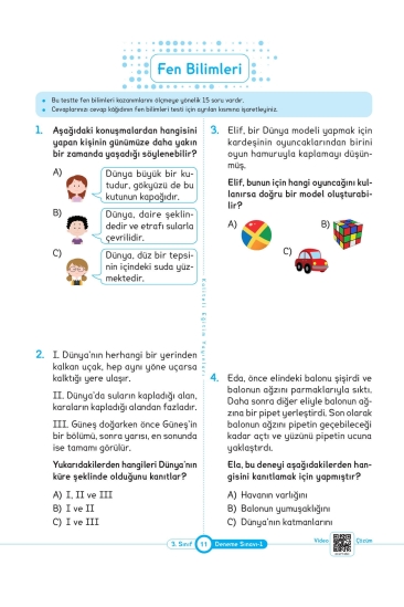 Key Kaliteli Eğitim Yayınları 3. Sınıf Keyi̇fli̇ Yeni̇ Nesi̇l 6'lı Deneme Sınavı