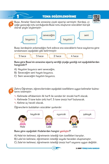 Key Kaliteli Eğitim Yayınları 3. Sınıf The Best Türkçe Yüzde Yüz Yeni Nesil Soru Bankası