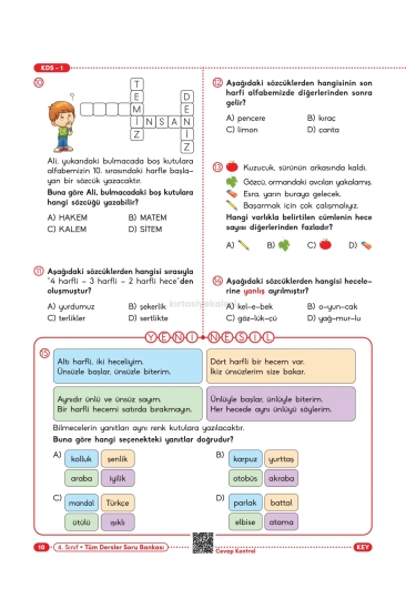 Key Kaliteli Eğitim Yayınları 4. Sınıf Güç Bende Tüm Dersler Soru Bankası