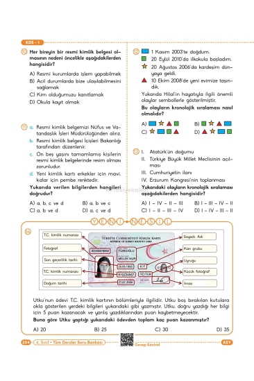 Key Kaliteli Eğitim Yayınları 4. Sınıf Güç Bende Tüm Dersler Soru Bankası