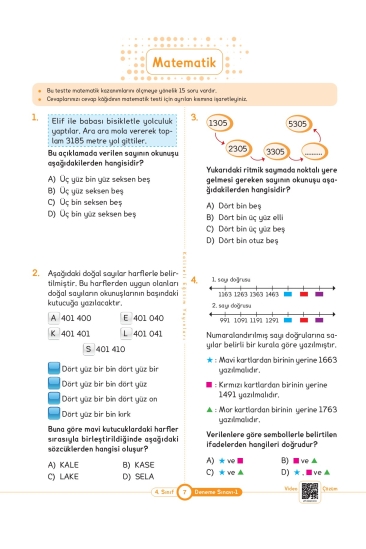 Key Kaliteli Eğitim Yayınları 4. Sınıf Keyi̇fli̇ Yeni̇ Nesi̇l 6'lı Deneme Sınavı