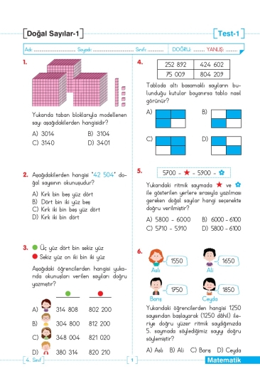 Key Kaliteli Eğitim Yayınları 4. Sınıf Tüm Dersler Test Yapraklarım