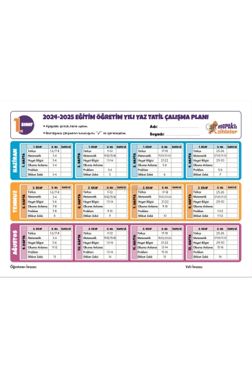 Meraklı Zihinler 1. Sınıf Hafta Hafta Yaz Tatil Seti